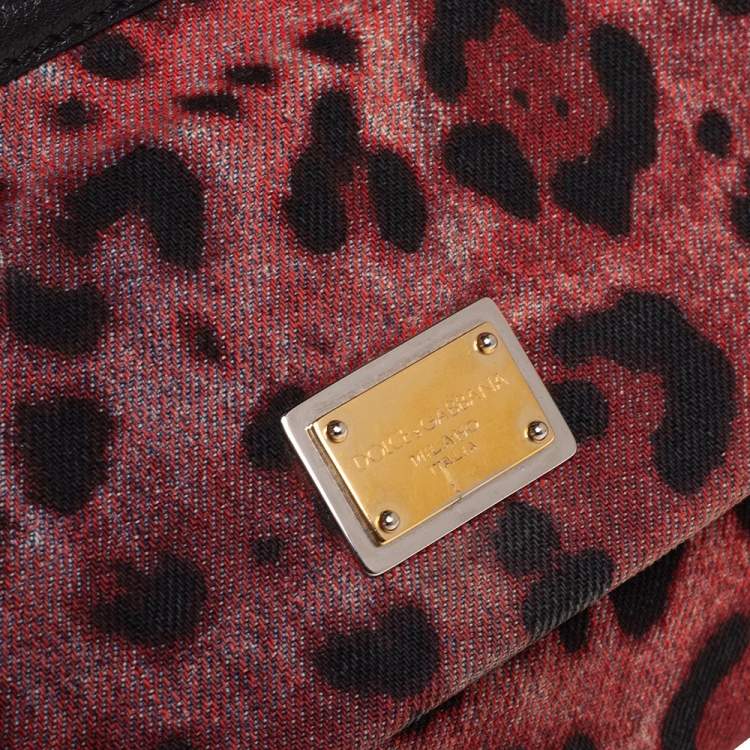 Pre Owned Dolce & Gabbana Red/Black Canvas Small Miss Sicily Top Handle Bag