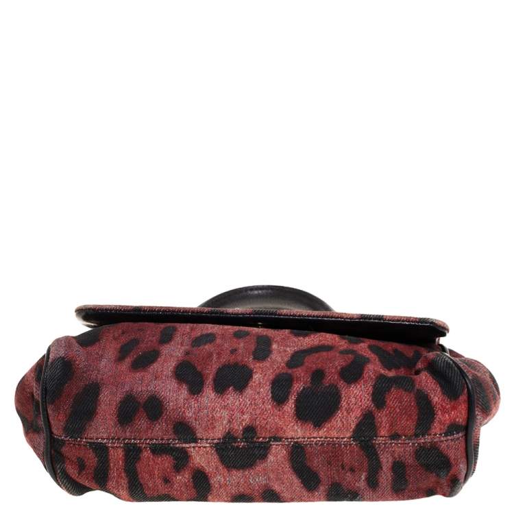 Pre Owned Dolce & Gabbana Red/Black Canvas Small Miss Sicily Top Handle Bag