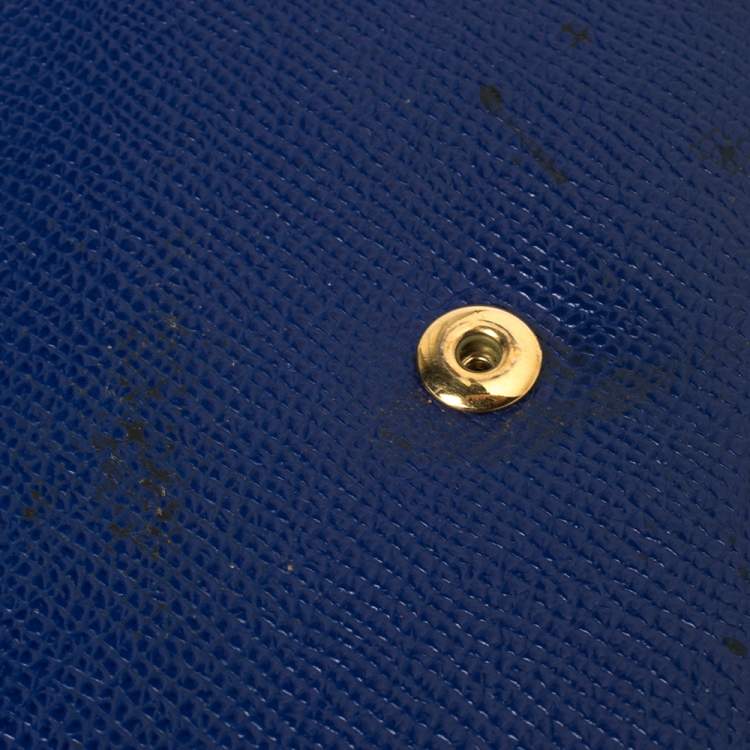 Pre Owned Dolce & Gabbana Blue Leather Miss Sicily Von Wallet on Chain