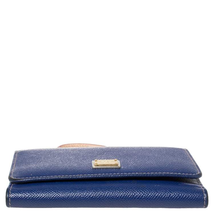 Pre Owned Dolce & Gabbana Blue Leather Miss Sicily Von Wallet on Chain