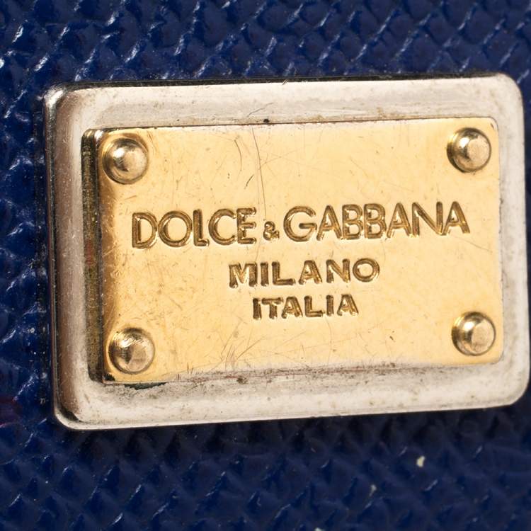 Pre Owned Dolce & Gabbana Blue Leather Miss Sicily Von Wallet on Chain