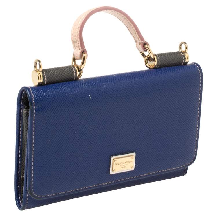 Pre Owned Dolce & Gabbana Blue Leather Miss Sicily Von Wallet on Chain
