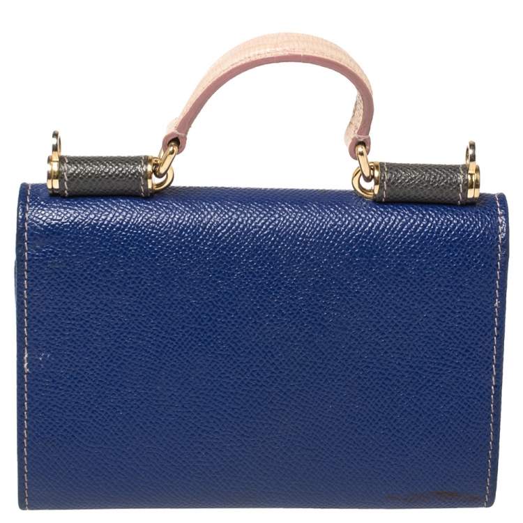 Pre Owned Dolce & Gabbana Blue Leather Miss Sicily Von Wallet on Chain