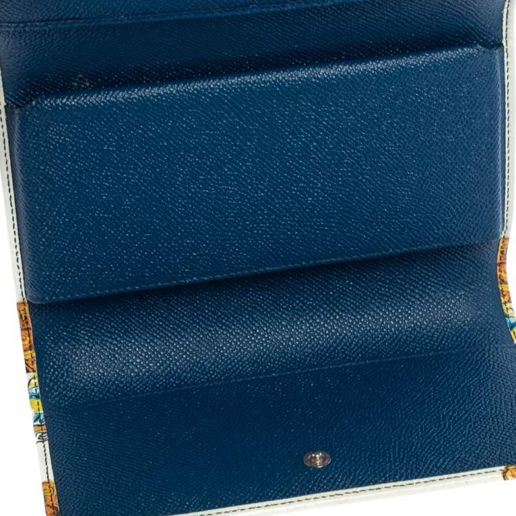 Pre Owned Dolce & Gabbana Multicolor Floral Print Leather Miss Sicily Von Wallet on Chain