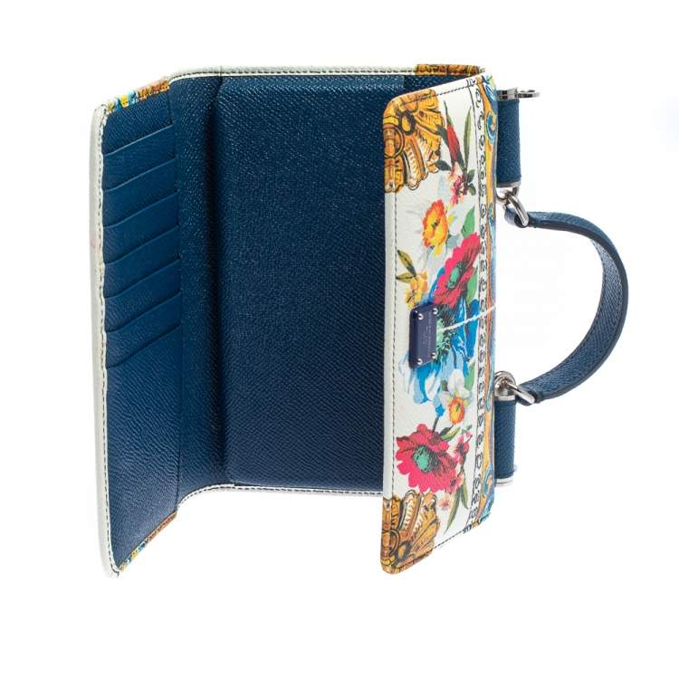 Pre Owned Dolce & Gabbana Multicolor Floral Print Leather Miss Sicily Von Wallet on Chain