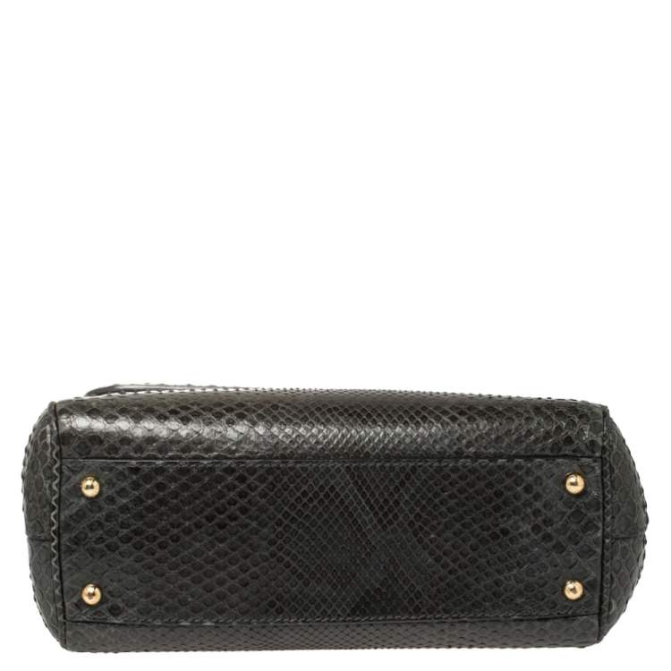 Pre Owned Dolce & Gabbana Deep Green Python Medium Miss Sicily Top Handle Bag