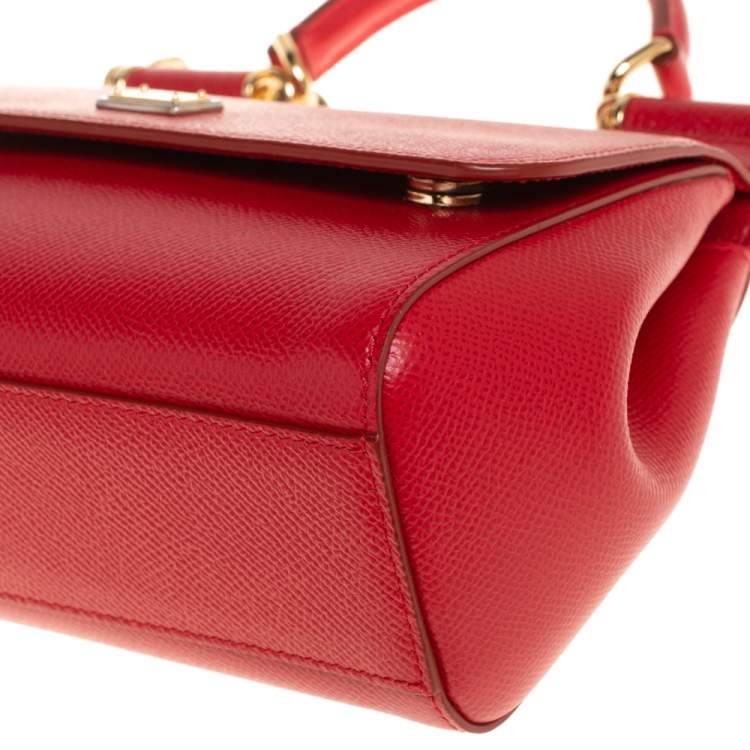 Pre Owned Dolce & Gabbana Red Leather Small Miss Sicily Top Handle Bag