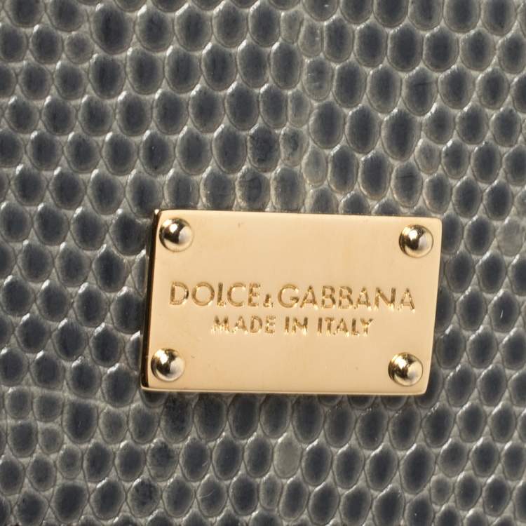 Pre Owned Dolce & Gabbana Avocado Green Lizard Embossed Leather Medium Miss Sicily Bag