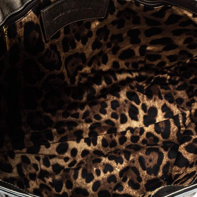 Pre Owned Dolce and Gabbana Metallic Pleated  Leather Miss Bye Bye Tote