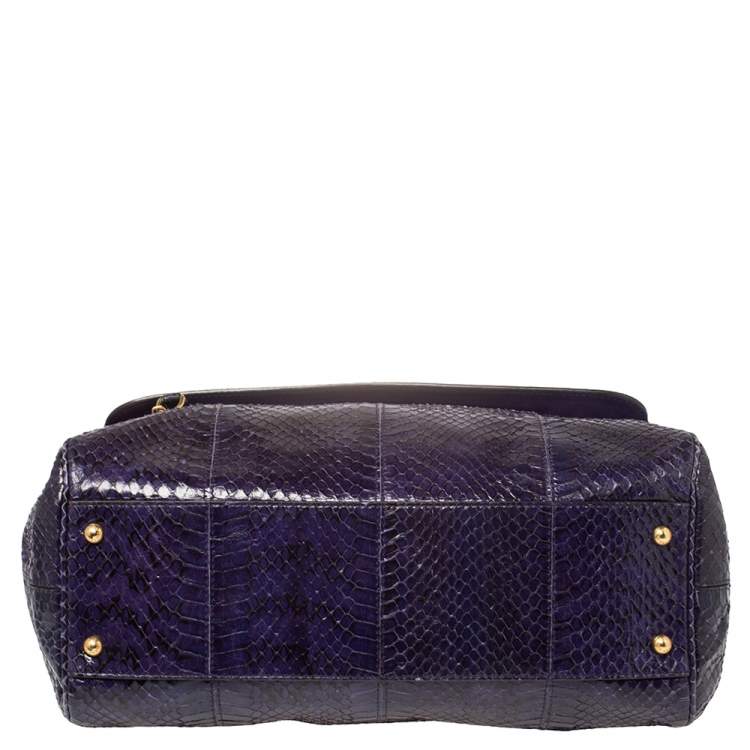 Pre Owned Dolce & Gabbana Purple Python Medium Heritage Miss Sicily Top Handle Bag