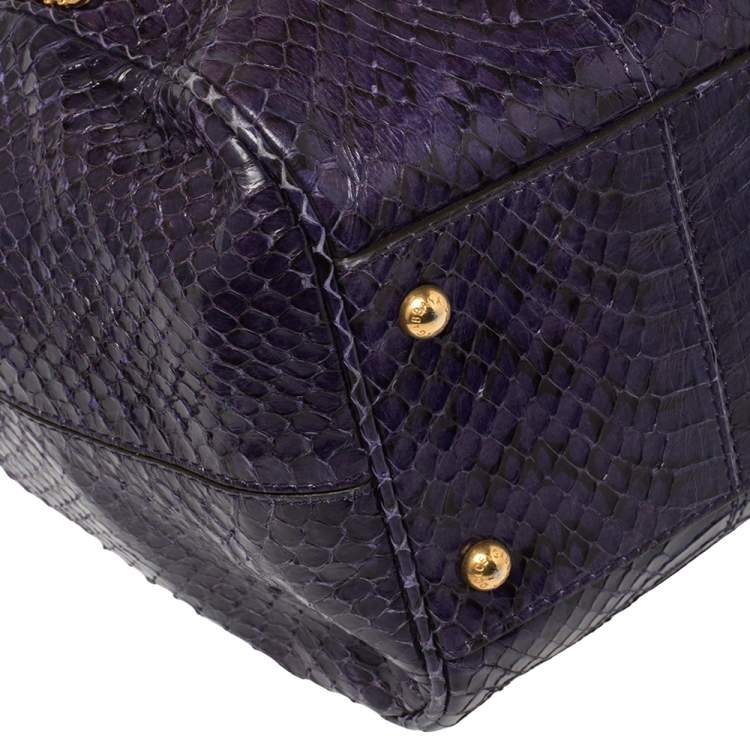 Pre Owned Dolce & Gabbana Purple Python Medium Heritage Miss Sicily Top Handle Bag