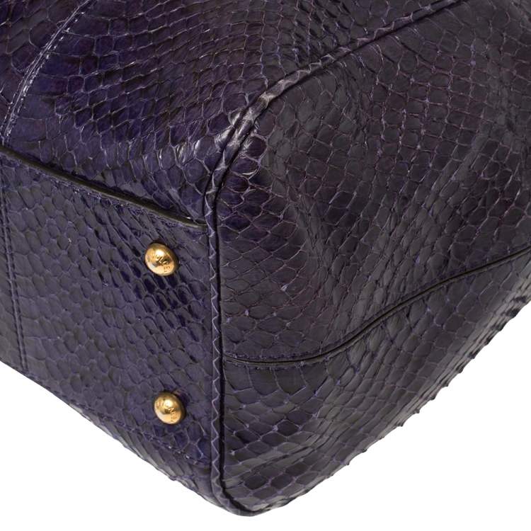 Pre Owned Dolce & Gabbana Purple Python Medium Heritage Miss Sicily Top Handle Bag