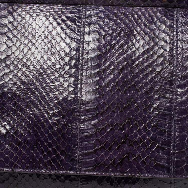 Pre Owned Dolce & Gabbana Purple Python Medium Heritage Miss Sicily Top Handle Bag