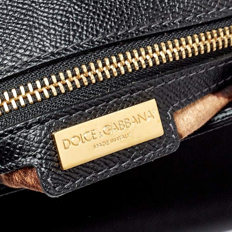 Pre Owned Dolce & Gabbana Black Leather Medium Sicily Top Handle Bag