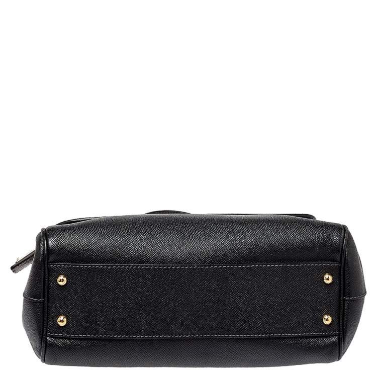 Pre Owned Dolce & Gabbana Black Leather Medium Sicily Top Handle Bag