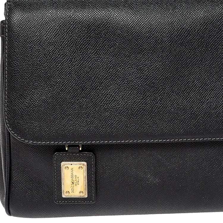 Pre Owned Dolce & Gabbana Black Leather Medium Sicily Top Handle Bag