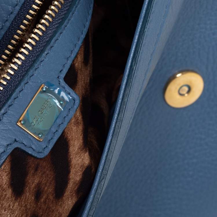 Pre Owned Dolce & Gabbana Blue Leather Large Sicily Top Handle Bag