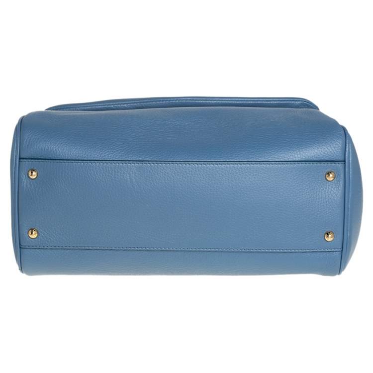 Pre Owned Dolce & Gabbana Blue Leather Large Sicily Top Handle Bag