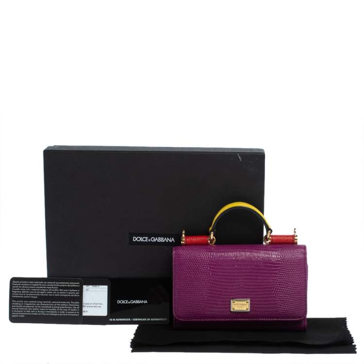 Pre Owned Dolce & Gabbana Multicolor Lizard Embossed Leather Miss Sicily Von Wallet