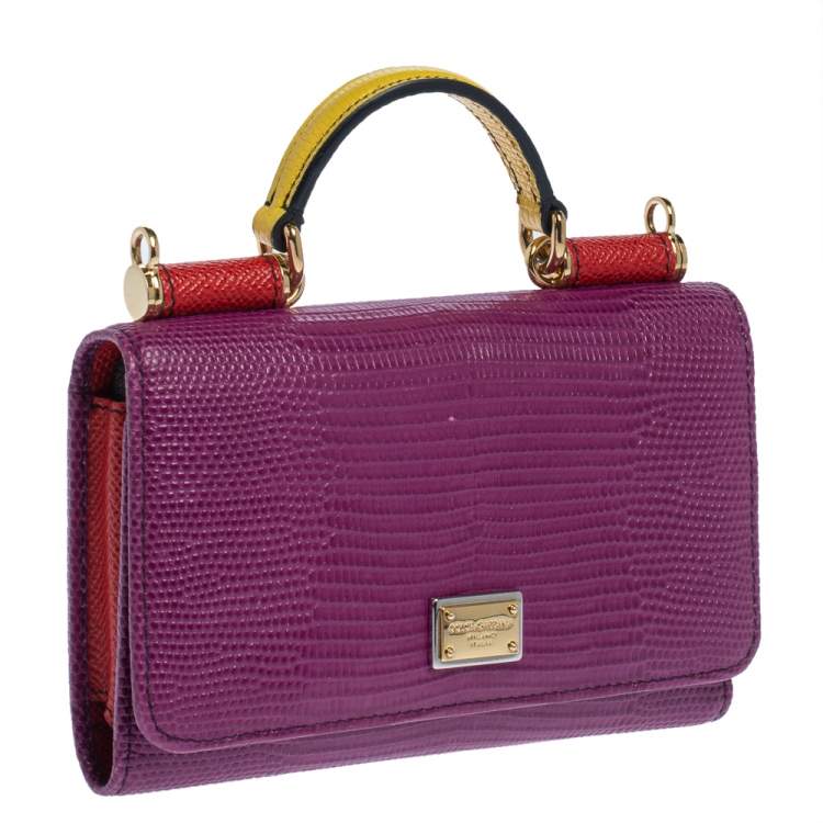 Pre Owned Dolce & Gabbana Multicolor Lizard Embossed Leather Miss Sicily Von Wallet