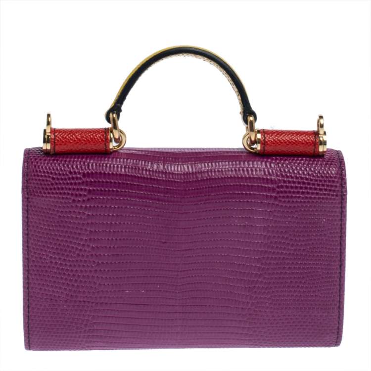 Pre Owned Dolce & Gabbana Multicolor Lizard Embossed Leather Miss Sicily Von Wallet