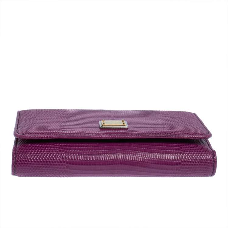 Pre Owned Dolce & Gabbana Multicolor Lizard Embossed Leather Miss Sicily Von Wallet