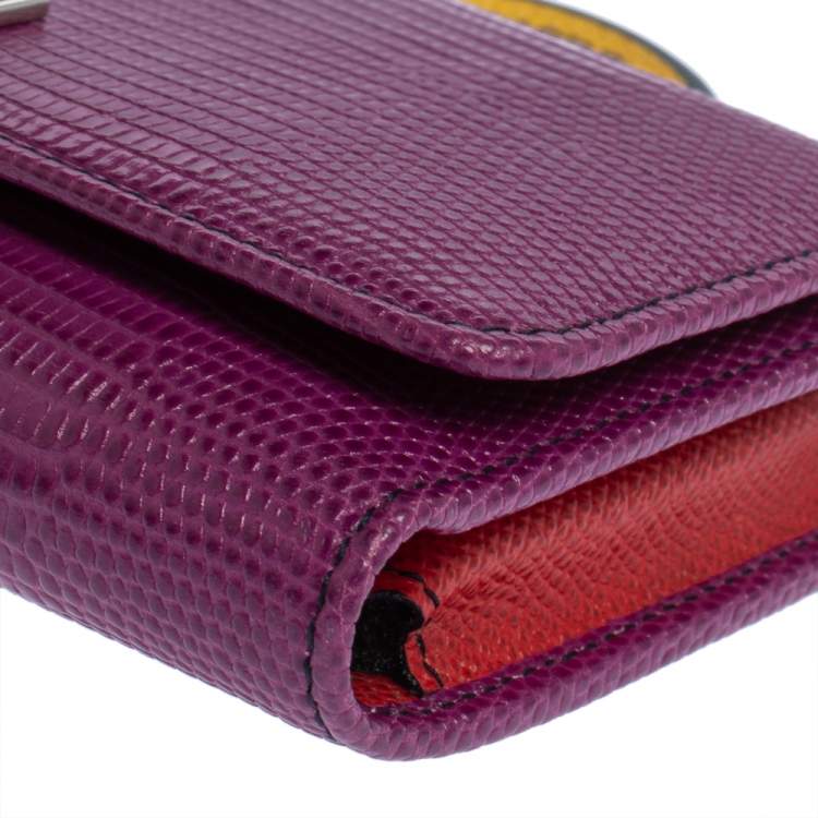 Pre Owned Dolce & Gabbana Multicolor Lizard Embossed Leather Miss Sicily Von Wallet