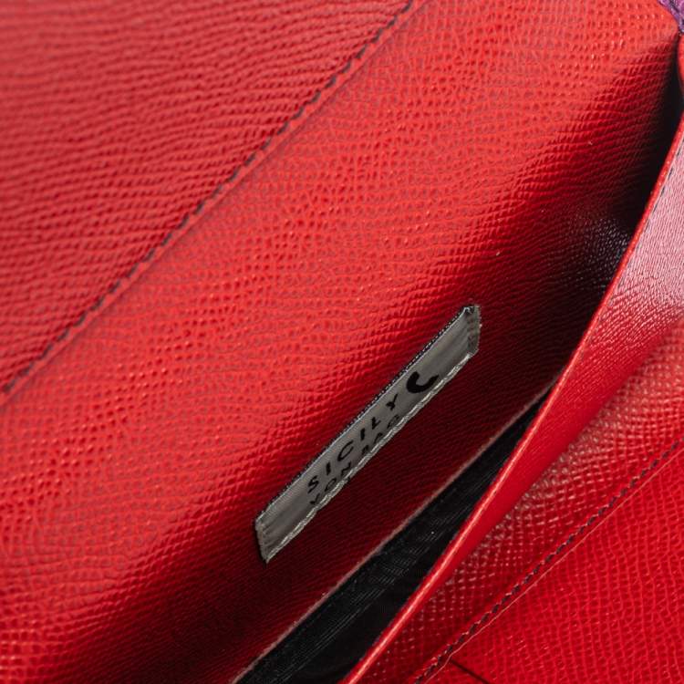 Pre Owned Dolce & Gabbana Multicolor Lizard Embossed Leather Miss Sicily Von Wallet