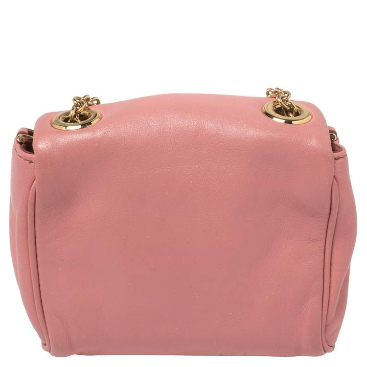 Pre Owned Dolce & Gabbana Pink Leather And Sequin Crossbody Bag