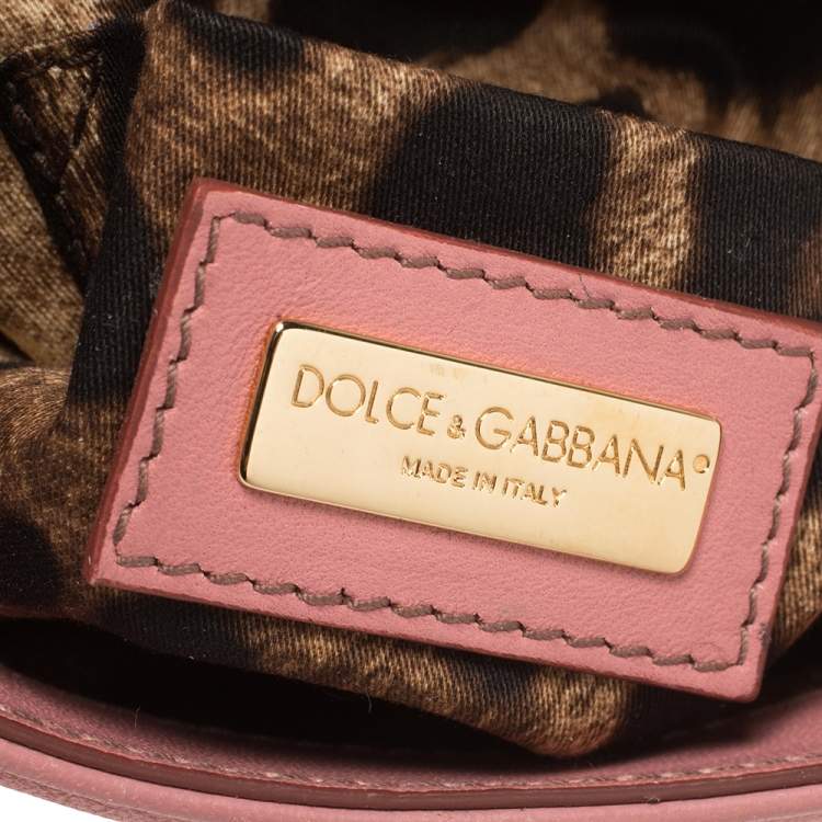 Pre Owned Dolce & Gabbana Pink Leather And Sequin Crossbody Bag