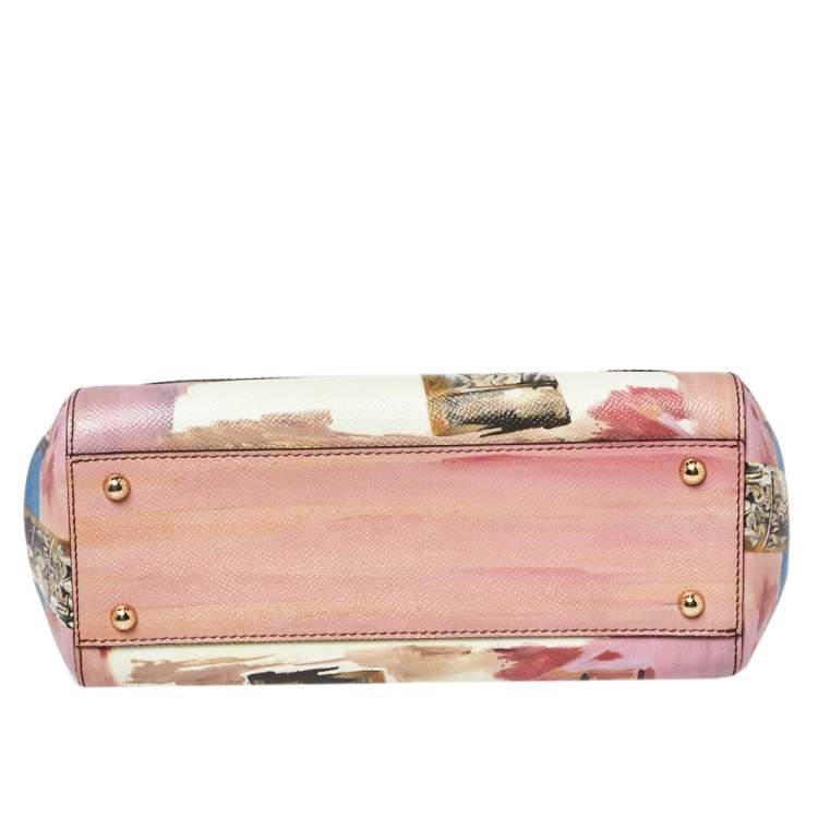 Pre Owned Dolce & Gabbana Multicolor Roma Print Leather Medium Miss Sicily Top Handle Bag