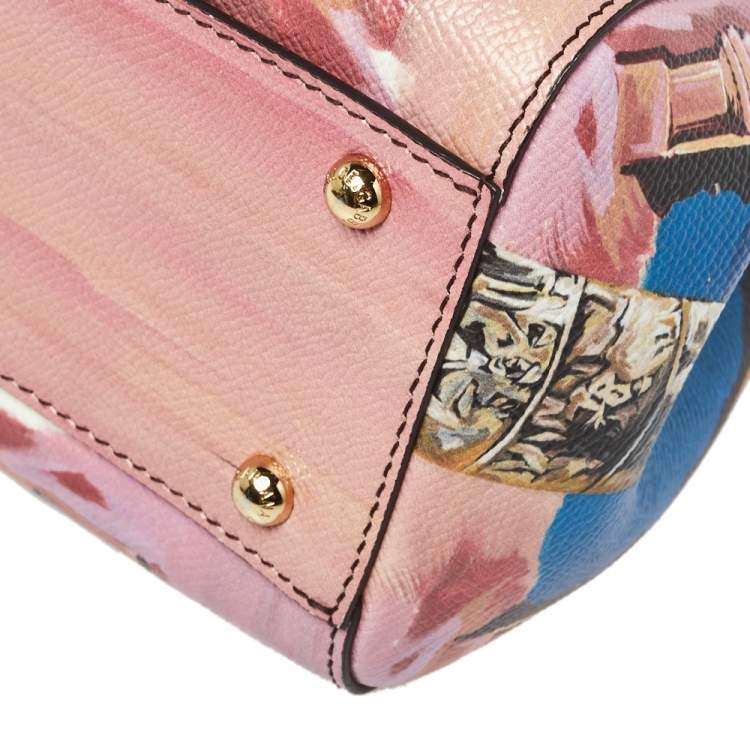Pre Owned Dolce & Gabbana Multicolor Roma Print Leather Medium Miss Sicily Top Handle Bag