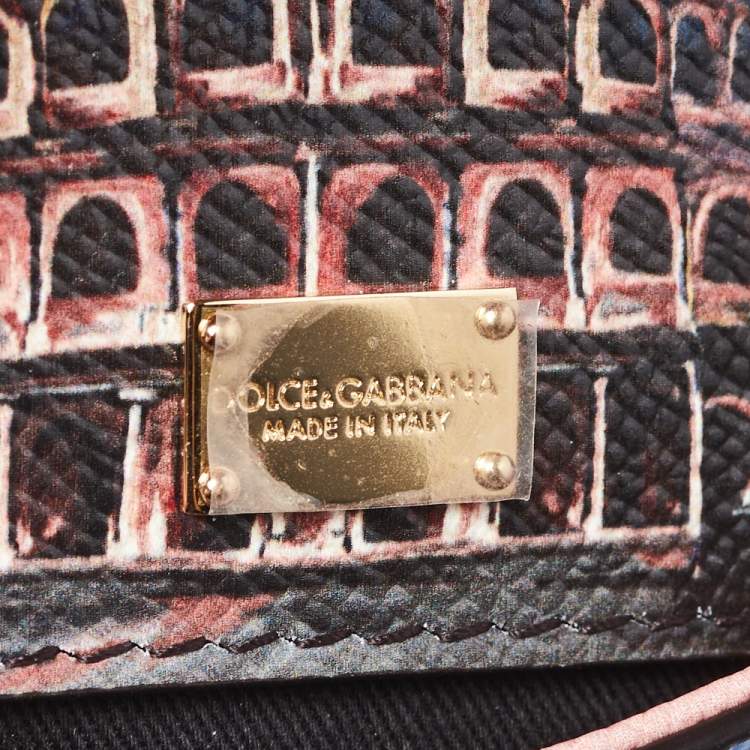 Pre Owned Dolce & Gabbana Multicolor Roma Print Leather Medium Miss Sicily Top Handle Bag