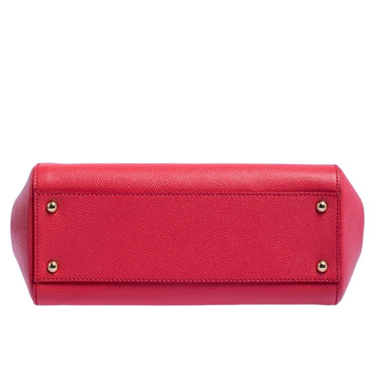 Pre Owned Dolce & Gabbana Fuchsia Leather Medium Miss Sicily Top Handle Bag
