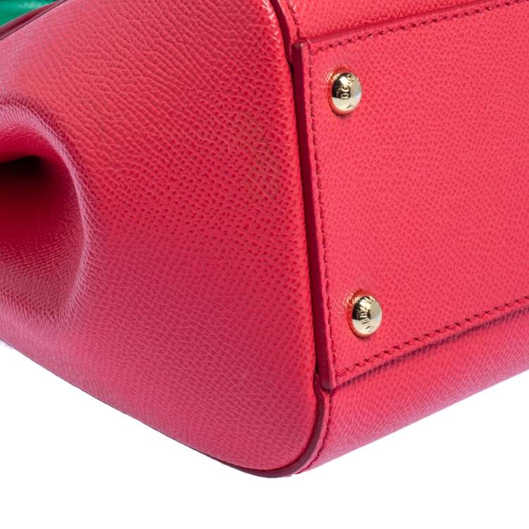 Pre Owned Dolce & Gabbana Fuchsia Leather Medium Miss Sicily Top Handle Bag
