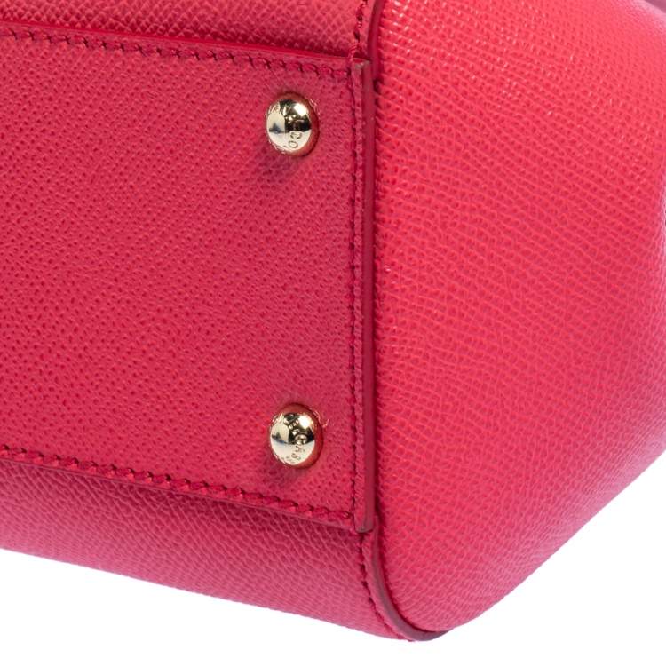 Pre Owned Dolce & Gabbana Fuchsia Leather Medium Miss Sicily Top Handle Bag