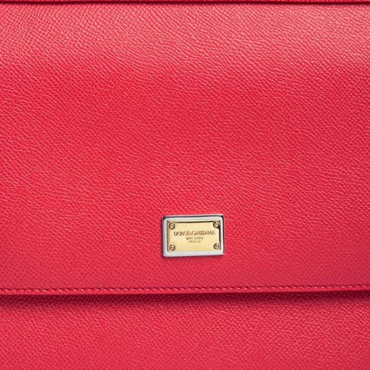 Pre Owned Dolce & Gabbana Fuchsia Leather Medium Miss Sicily Top Handle Bag