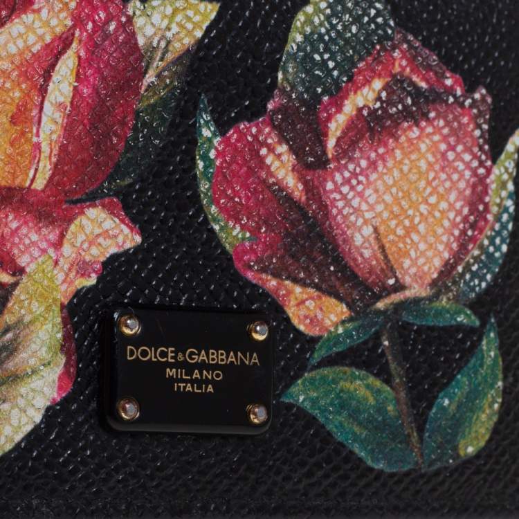 Pre Owned Dolce & Gabbana Black Floral Print Card Case 