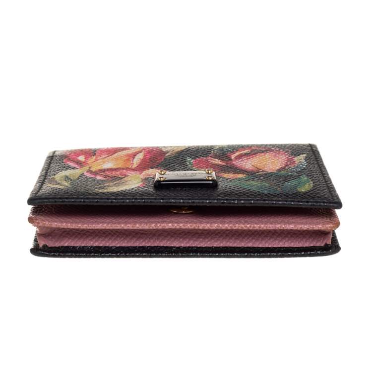 Pre Owned Dolce & Gabbana Black Floral Print Card Case 