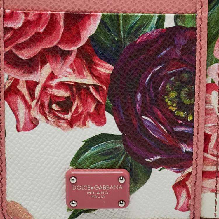 Pre Owned Dolce & Gabbana Pink Floral Print Zipped Card Holder