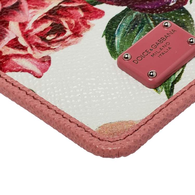 Pre Owned Dolce & Gabbana Pink Floral Print Zipped Card Holder
