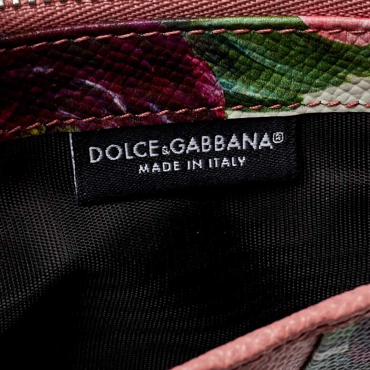 Pre Owned Dolce & Gabbana Pink Floral Print Zipped Card Holder