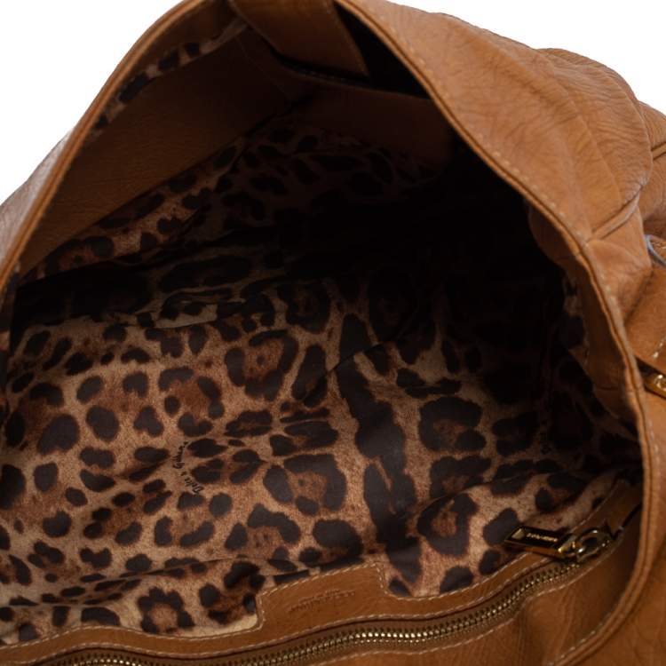 Pre Owned Dolce & Gabbana Brown Leather D-Ring Hobo
