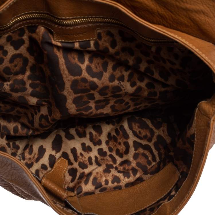 Pre Owned Dolce & Gabbana Brown Leather D-Ring Hobo