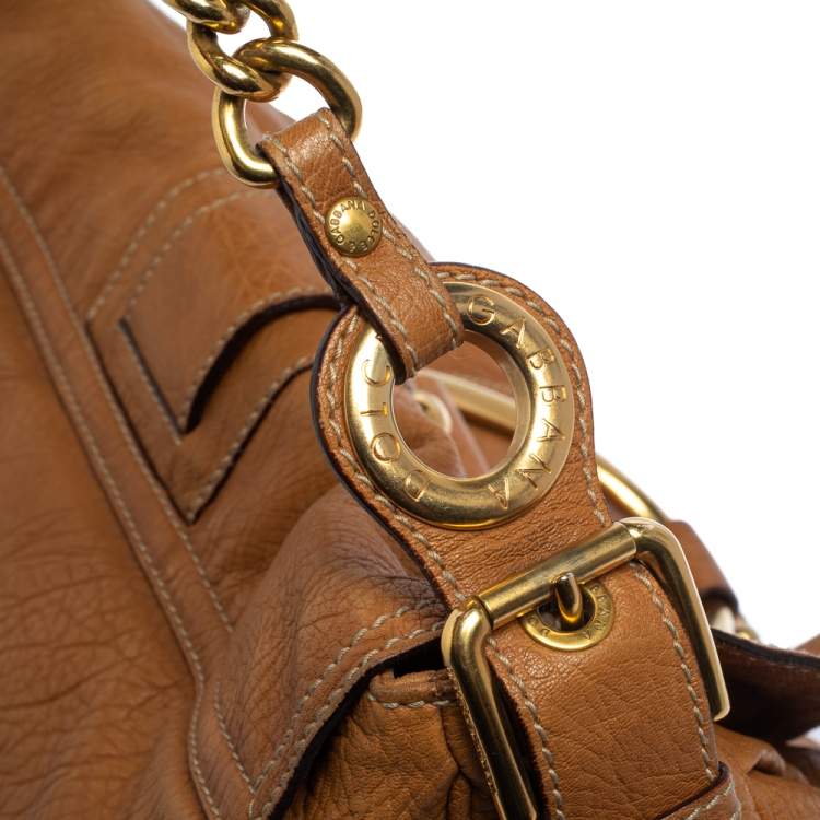 Pre Owned Dolce & Gabbana Brown Leather D-Ring Hobo