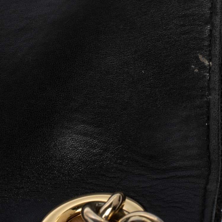 Pre Owned Dolce & Gabbana Black Crochet Fabric and Snakeskin Padlock Top Handle Bag