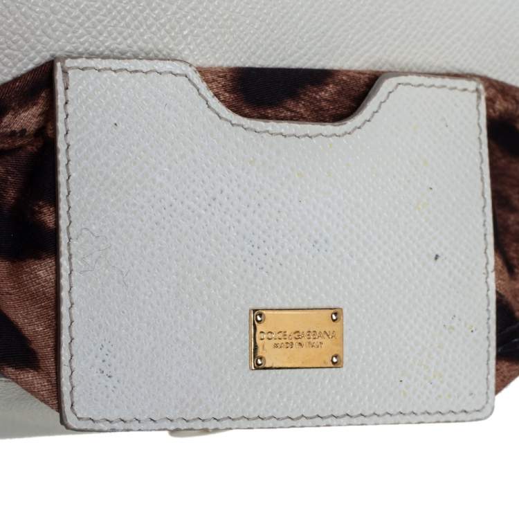 Pre Owned Dolce & Gabbana White Leather Small Miss Sicily Top Handle Bag