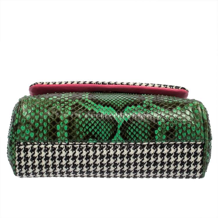 مملوكة مسبقًا Dolce & Gabbana Multicolor Woven Straw, Leather and Python Small Miss Sicily Top Handle Bag