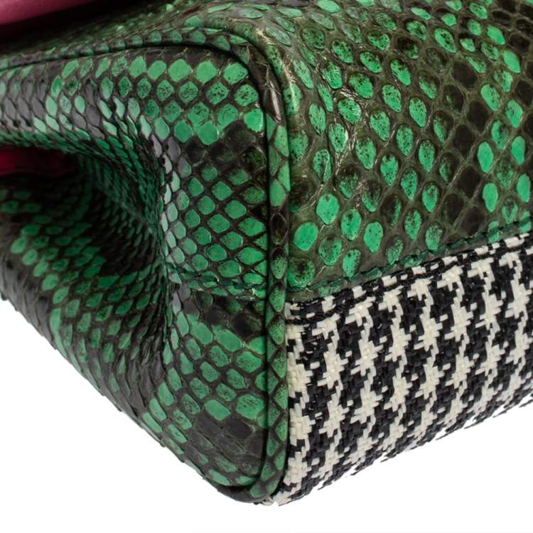 مملوكة مسبقًا Dolce & Gabbana Multicolor Woven Straw, Leather and Python Small Miss Sicily Top Handle Bag