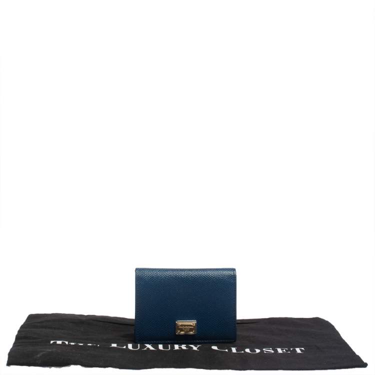 Pre Owned Dolce & Gabbana Blue Leather Flap Card Holder
